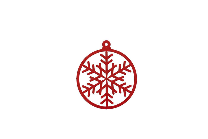 3" Snowflake Bulb, Wreath Decoration, Red