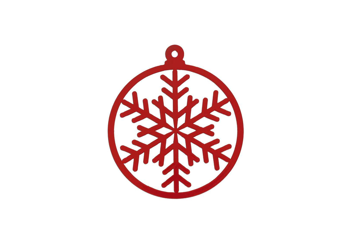 4" Snowflake Bulb, Wreath Decoration, Red